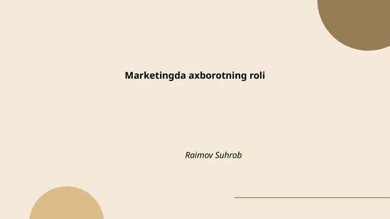 Marketingda axborotning roli