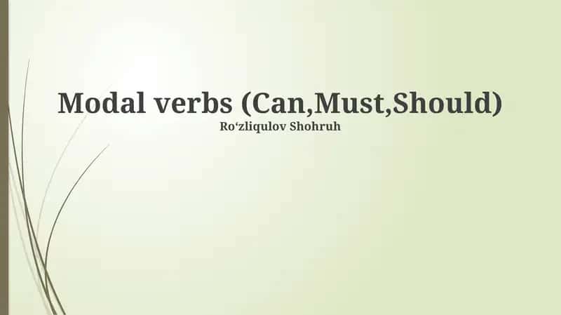 Modal verbs (Can,Must,Should)