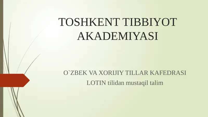 LOTIN tilidan mustaqil ish