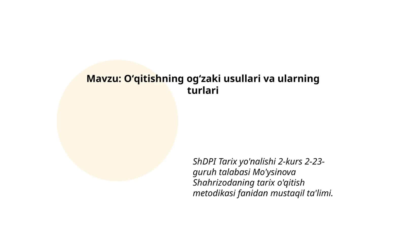 Tarix o'qitish metodikasi