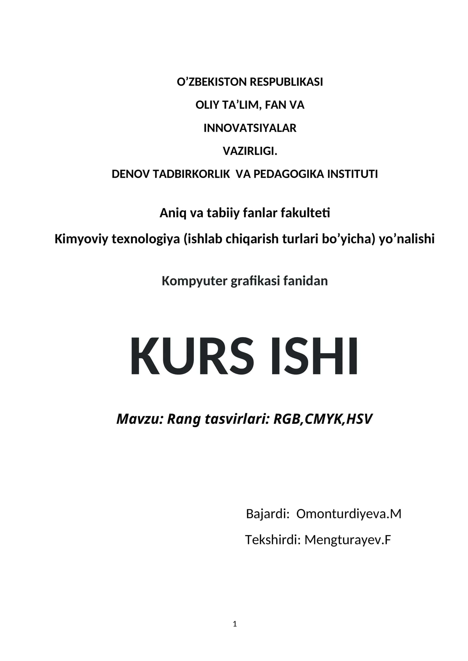 Rang tasvirlari: RGB, CMYK, HSV
