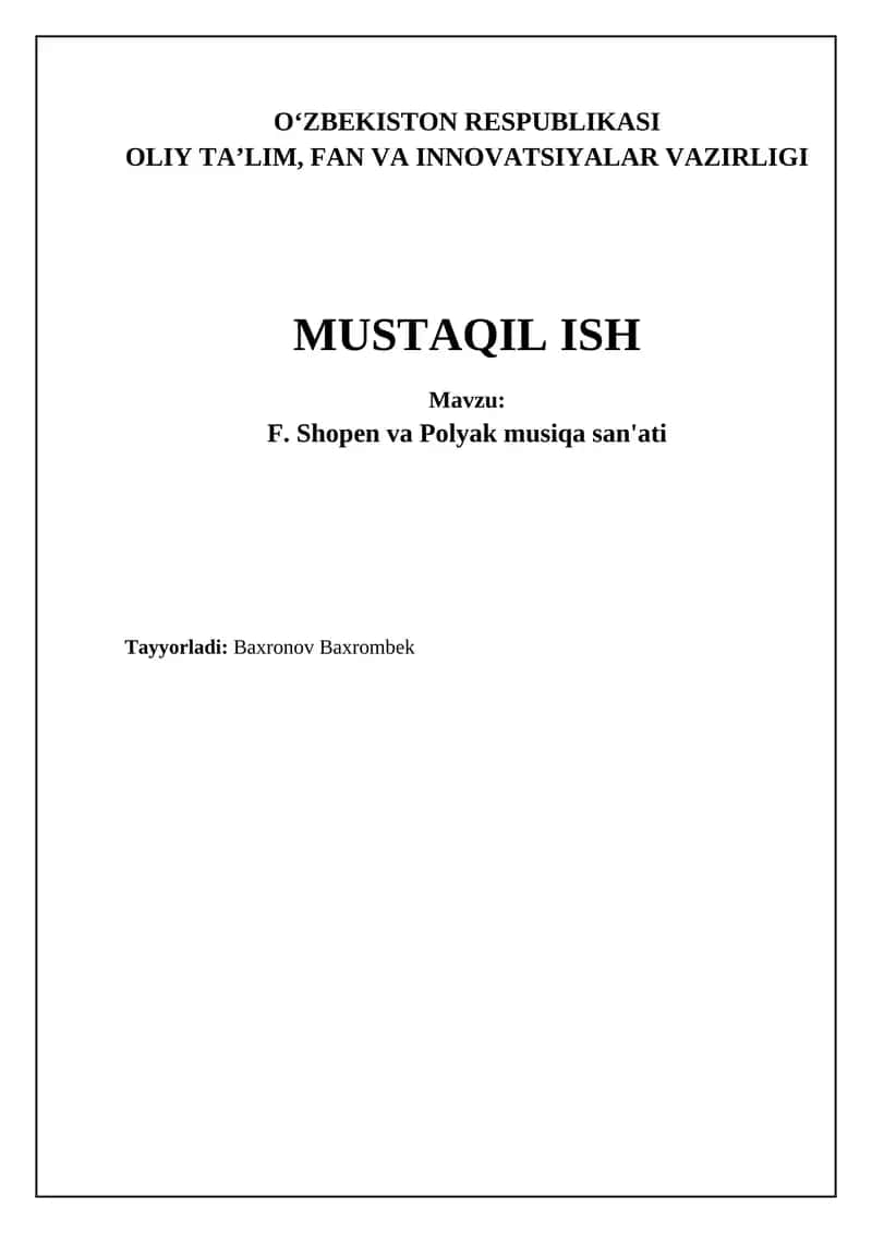 F. Shoponing hayoti va ijodi: Polsha musiqiy merosiga ta'siri