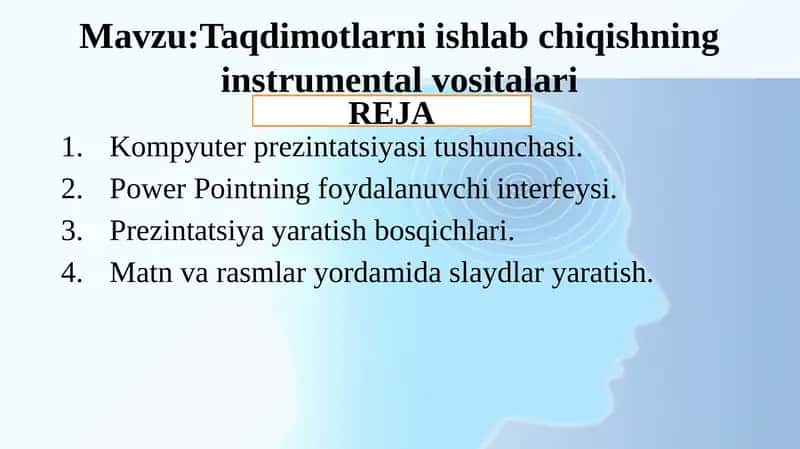 Taqdimotlarni ishlab chiqishning instrumental vositalari