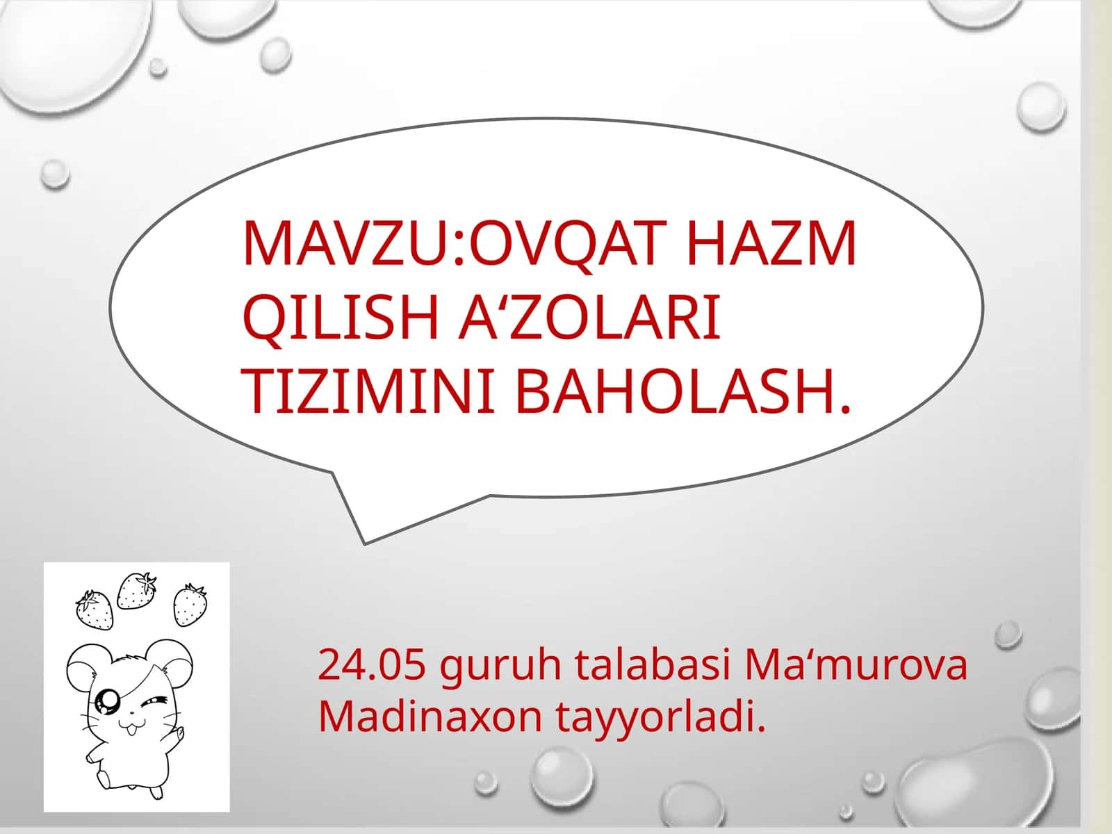 OVQATHAZMQILISHA‘ZOLARITIZIMINIBAHOLASH