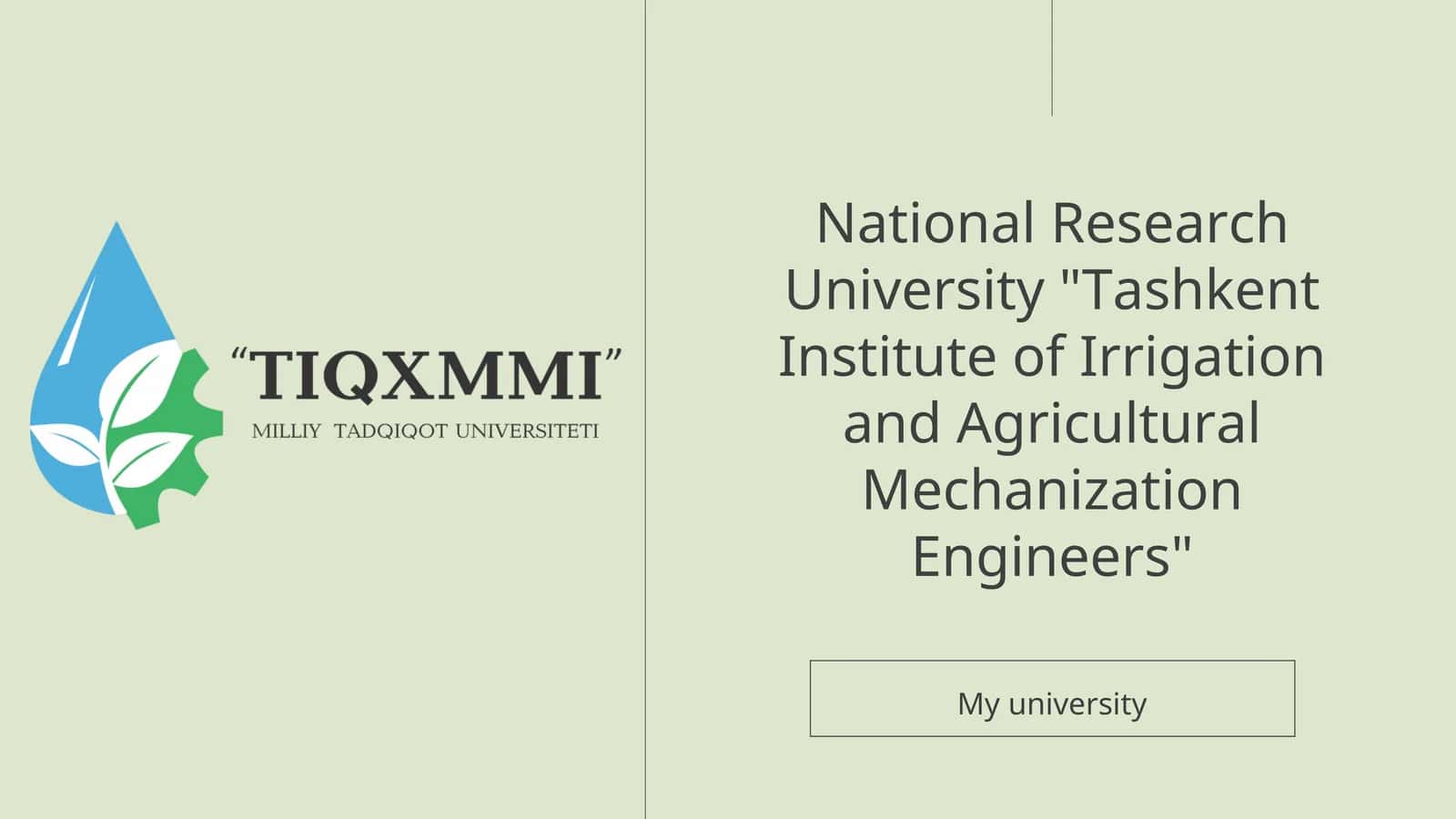 National Research University "Tashkent Institute of Irrigation and Agricultural Mechanization Engineers"