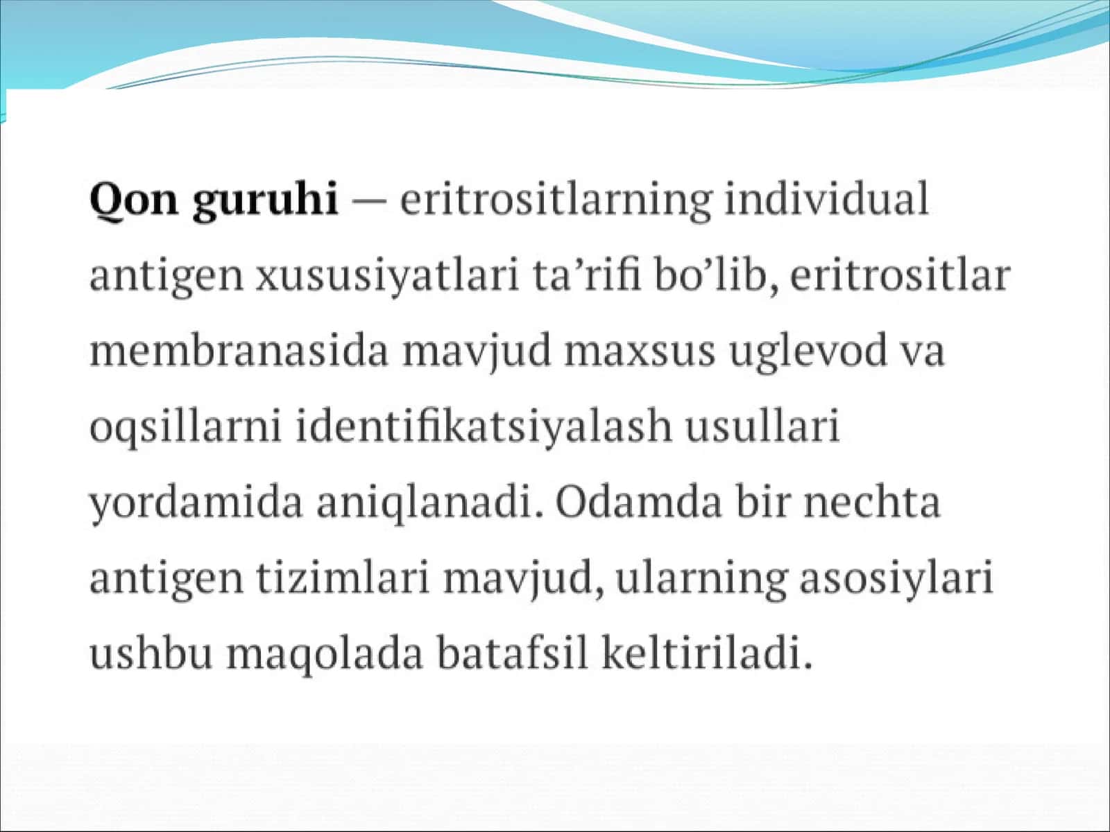 Qon guruhi va rezus faktorni aniqlash