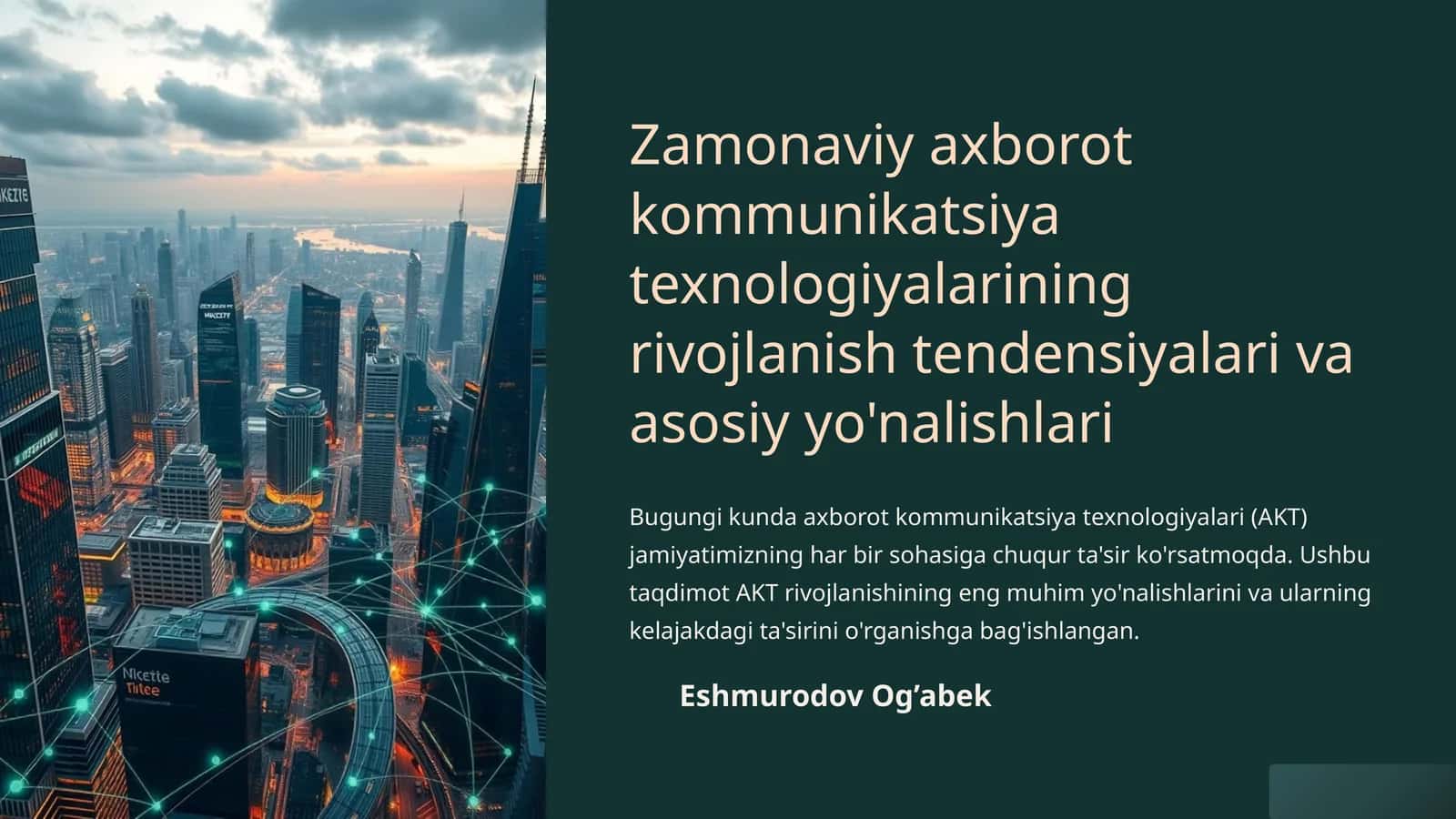 Zamonaviy axborot kommunikatsiya texnologiyalarining rivojlanish tendensiyalari va asosiy yo'nalishlari