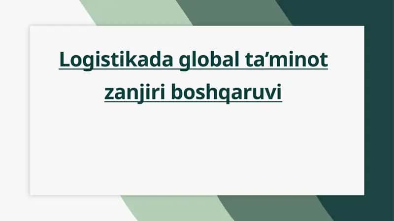 Global ta’minot zanjiri boshqaruvi