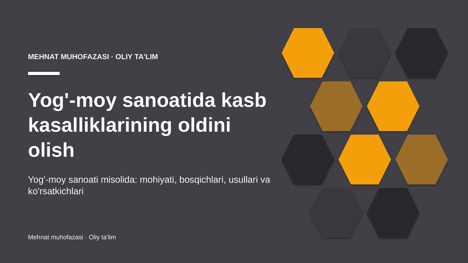 Yog'-moy sanoatida kasb kasalliklarining oldini olish