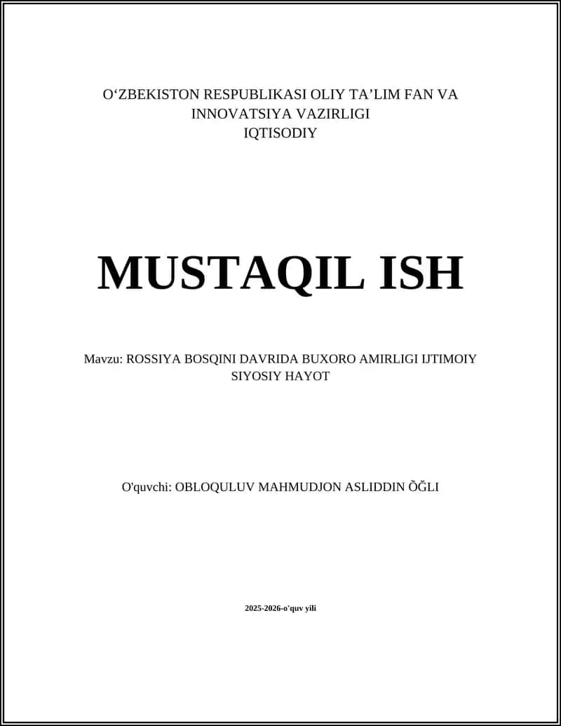 Buxoro amirligining siyosiy tuzilishi