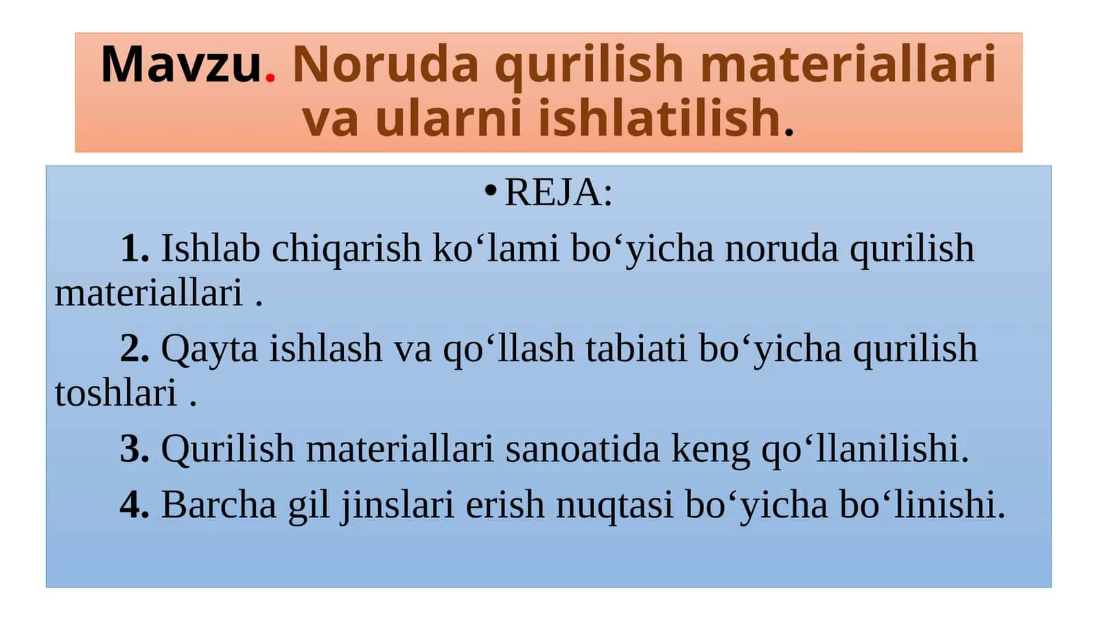 Noru daqurilish materiallari