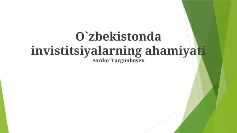 Investitsiyalarni Jalb Qilishning Afzalliklari