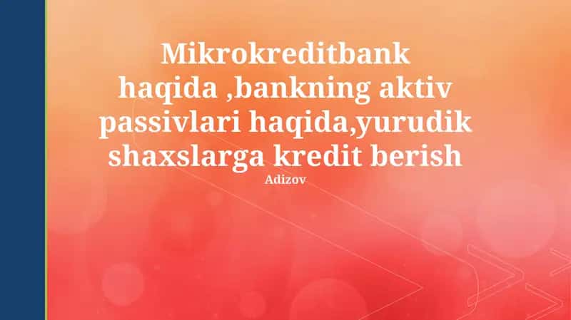 Mikrokreditbank haqida umumiy ma'lumot