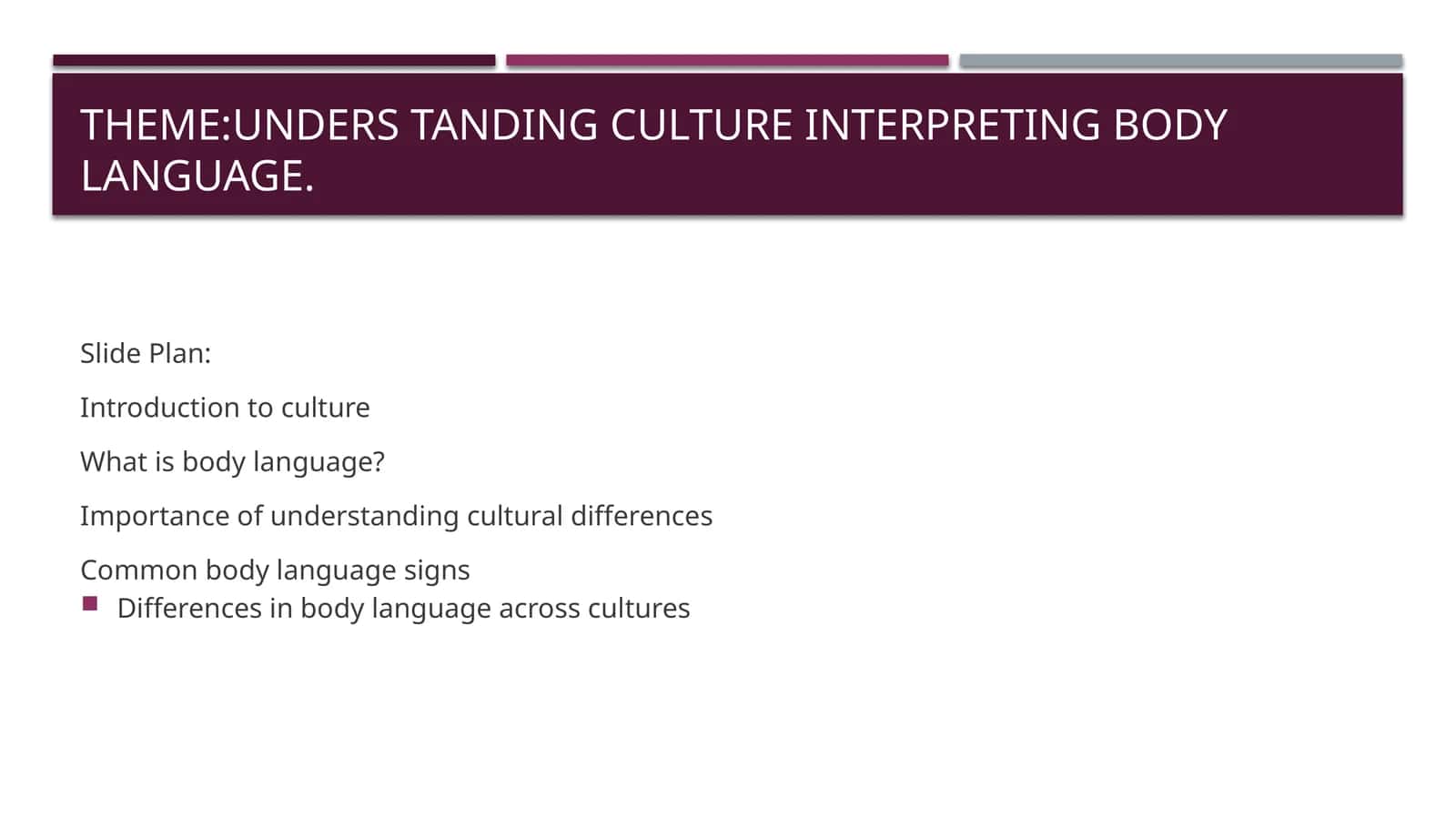 Unders tanding culture interpreting body language.
