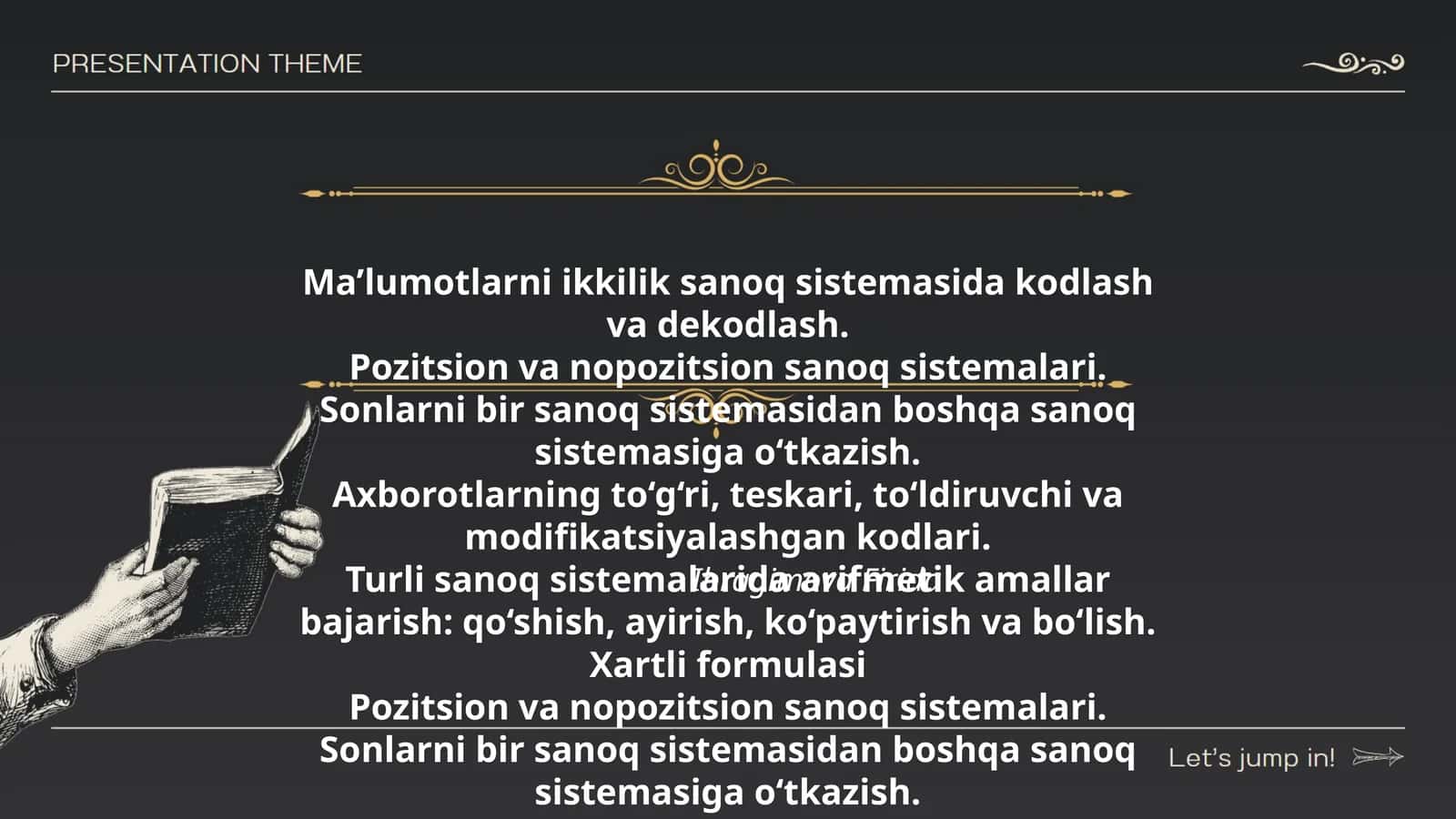 Ma’lumotlarni ikkilik sanoq sistemasida kodlash va dekodlash