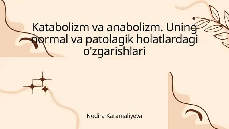 Katabolizm va anabolizm tushunchalari