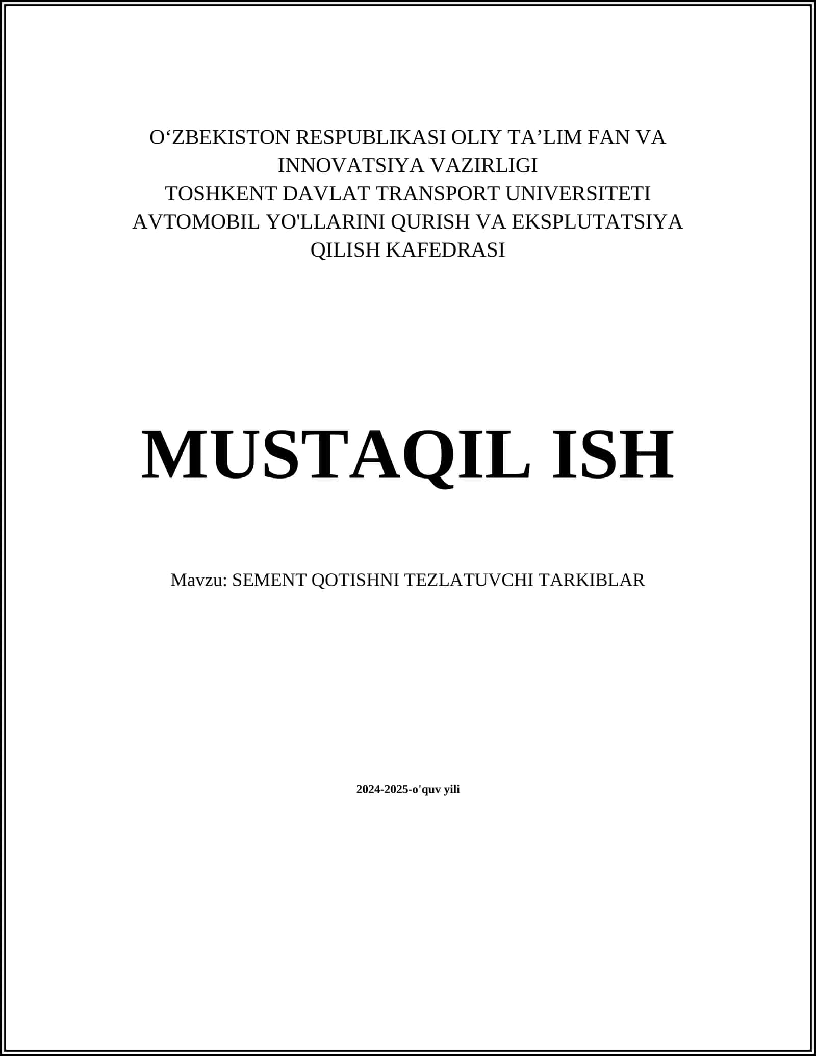 SEMENT QOTISHNI TEZLATUVCHI TARKIBLAR