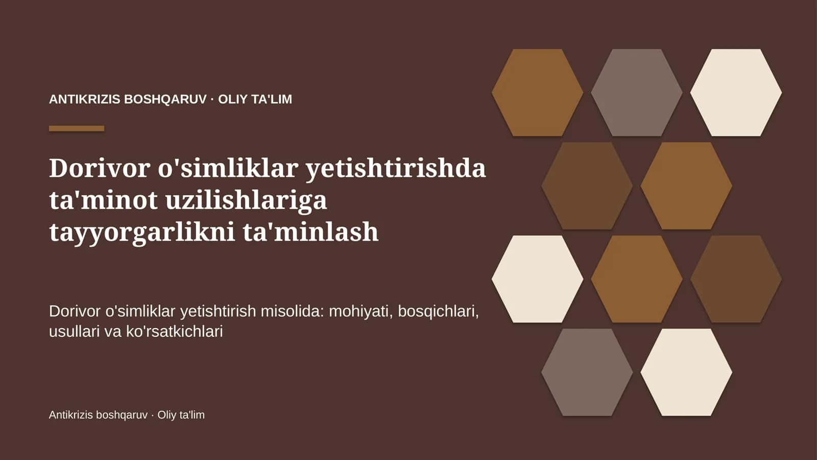 ANTİKRİZİS BOSHQARUV · OLIY TA'LİM