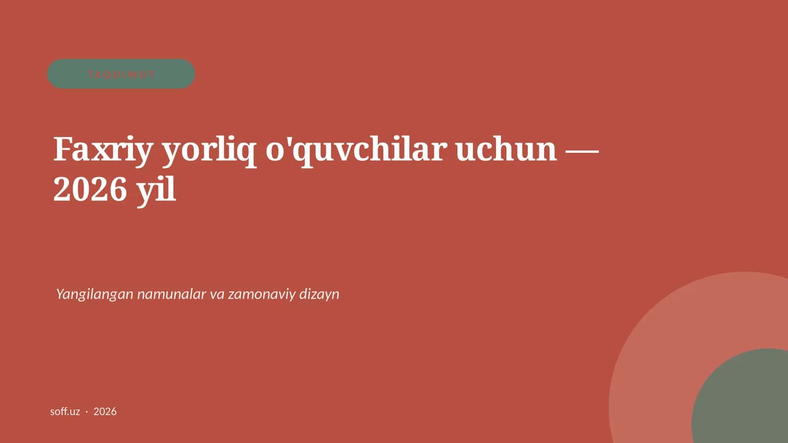 Faxriy yorliq o'quvchilar uchun — 2026 yil