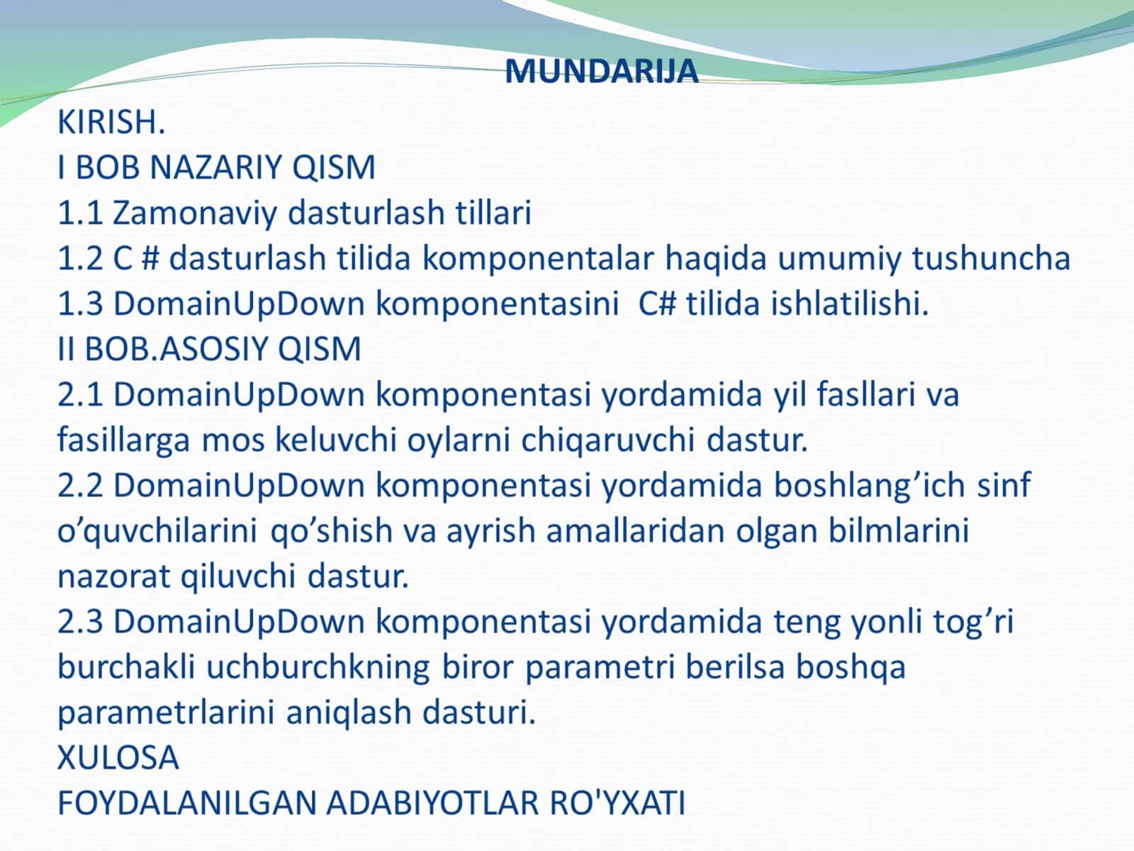 DomainUpDown komponentasi