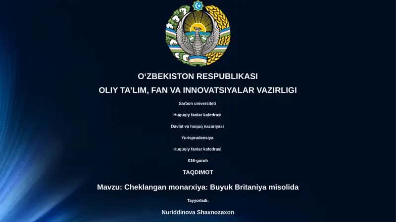 Cheklangan monarxiya: Buyuk Britaniya misolida