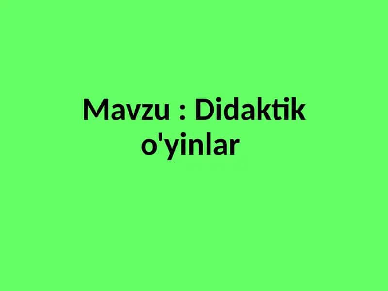 Didaktiko'yinlar
