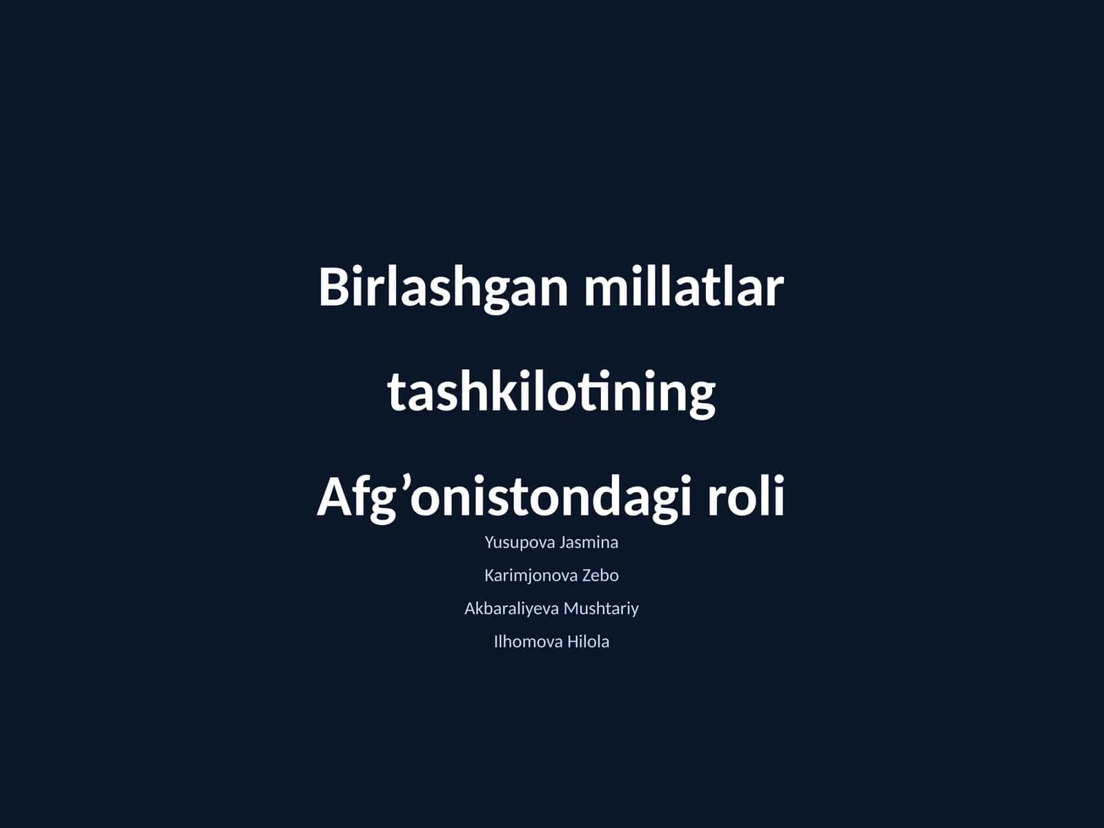 Tinchlik missiyasi (UNAMA)