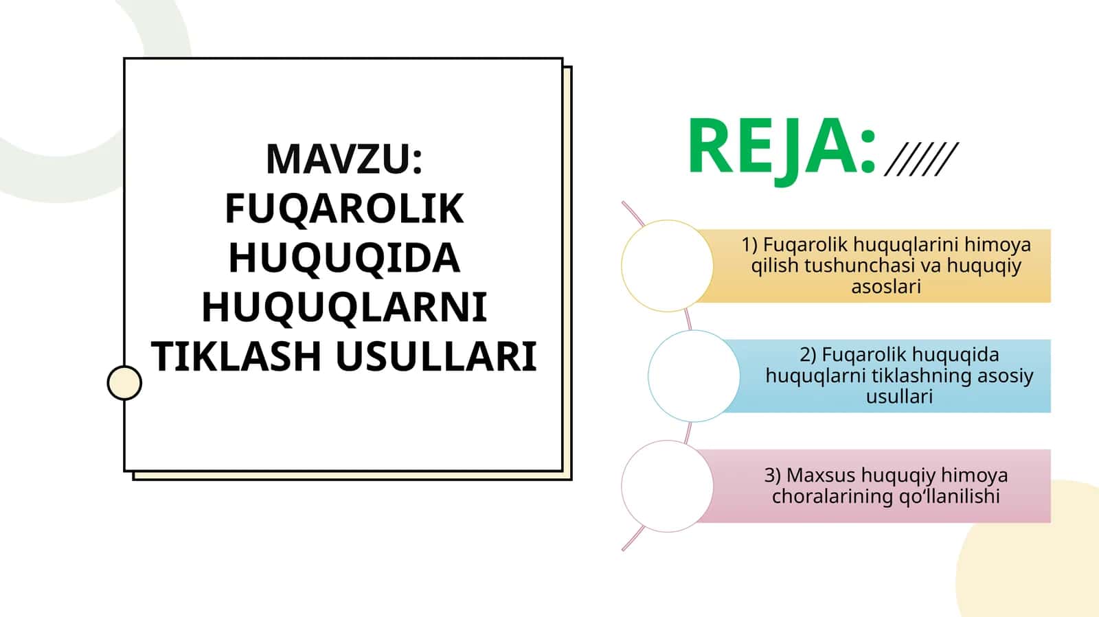 FUQAROLIK HUQUQIDA HUQUQLARNI TIKLASH USULLARI