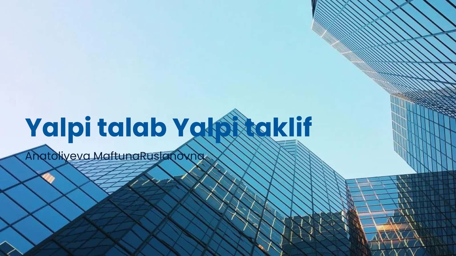 Yalpi Talab Yalpi Taklif