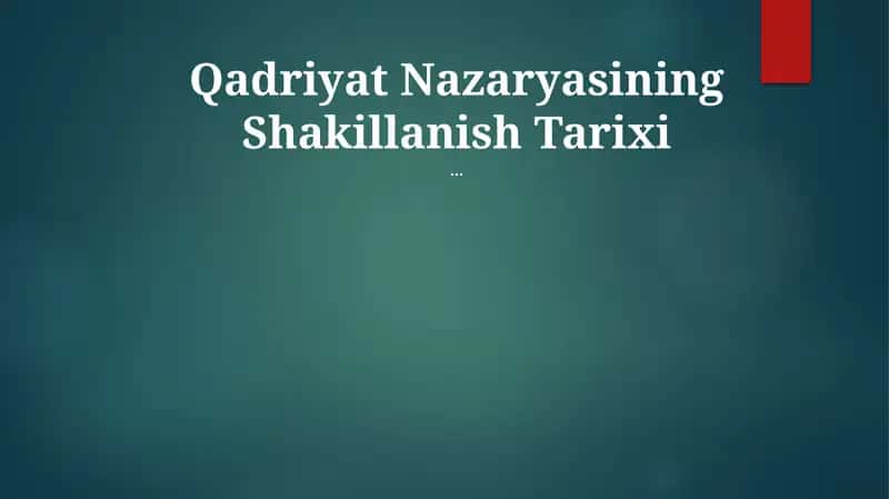 Qadriyat Nazaryasining Shakillanish Tarixi