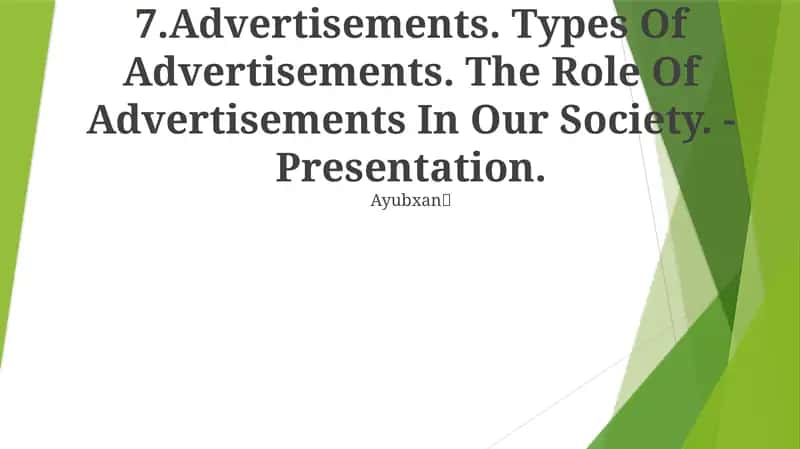 Advertisements. Types Of Advertisements.
