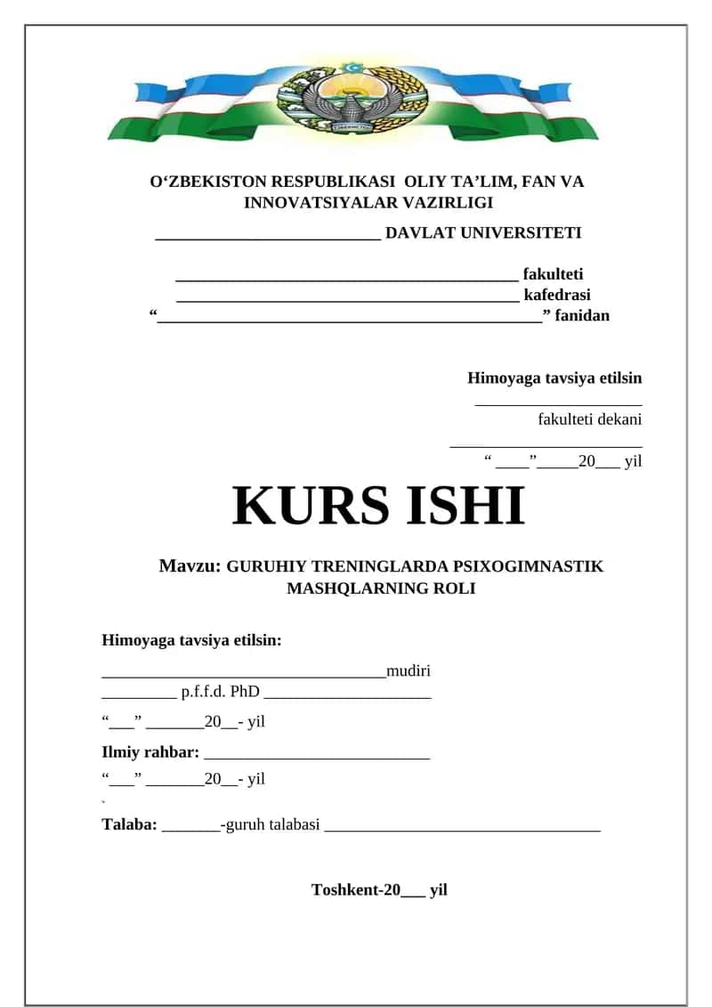 GURUHIY TRENINGLARDA PSIXOGIMNASTIK MASHQLARNING ROLI