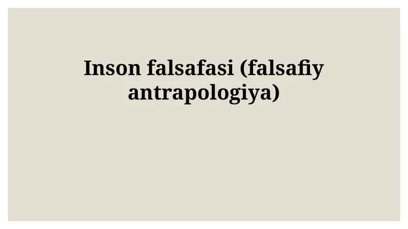 Inson falsafasi (falsafiy antrapologiya)