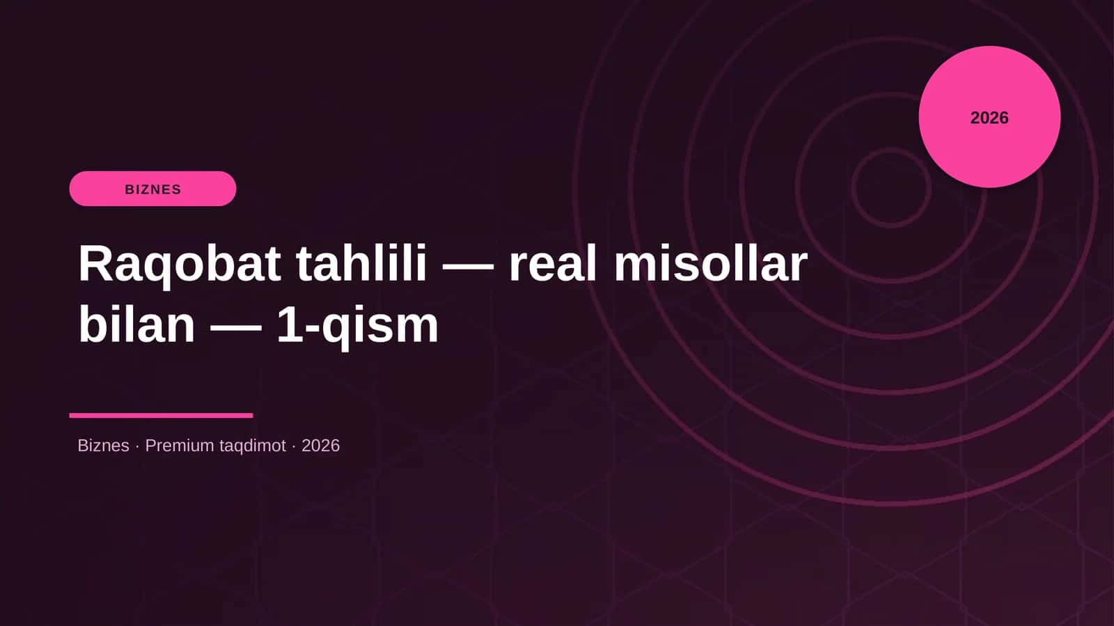 Raqobat tahlili — real misollar bilan — 1-qism