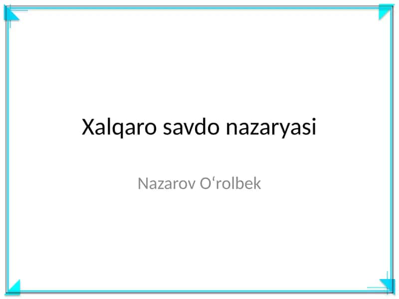 Xalqaro savdo nazaryasi
