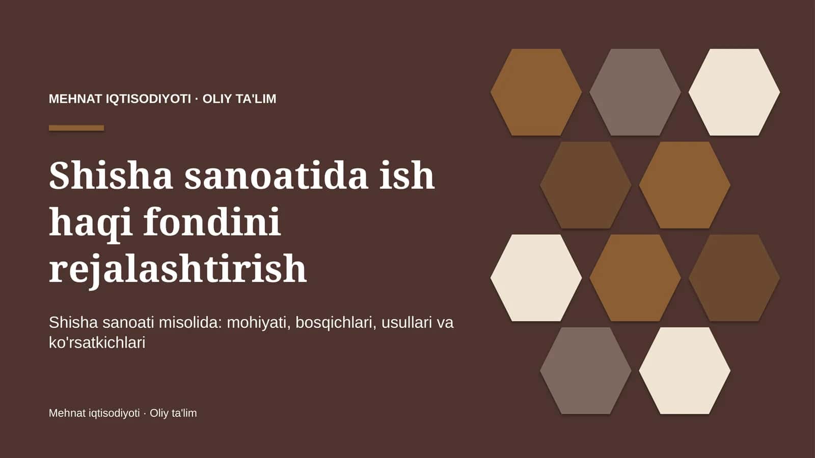 Shisha sanoatida ish haqi fondini rejalashtirish