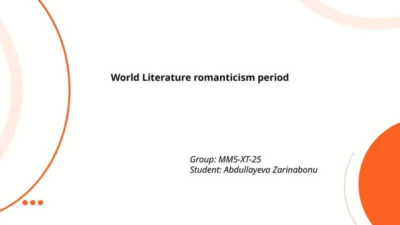 World Literature romanticism period