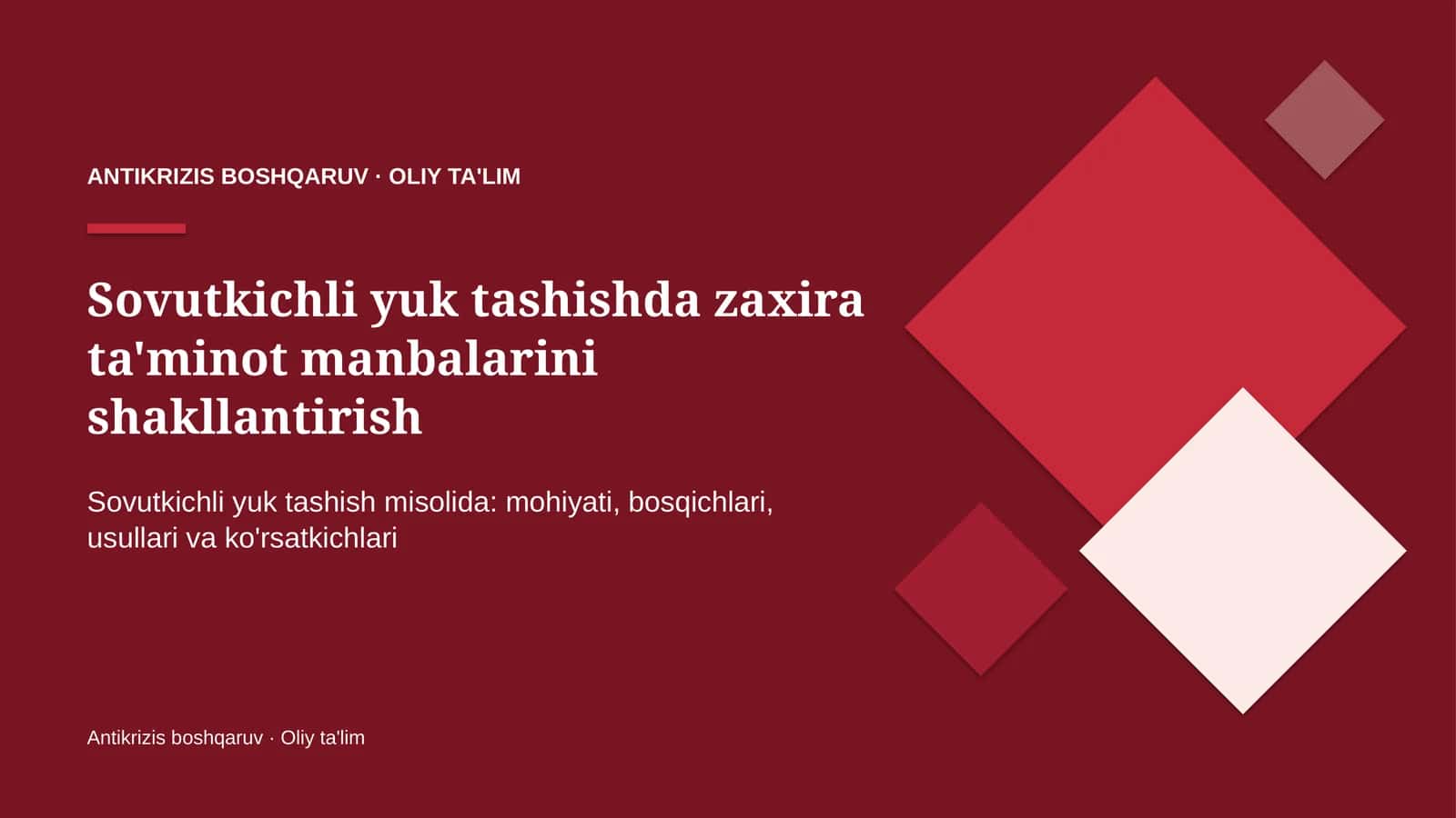 sovutkichli yuk tashishda zaxira ta'minot manbalarini shakllantirish 8835