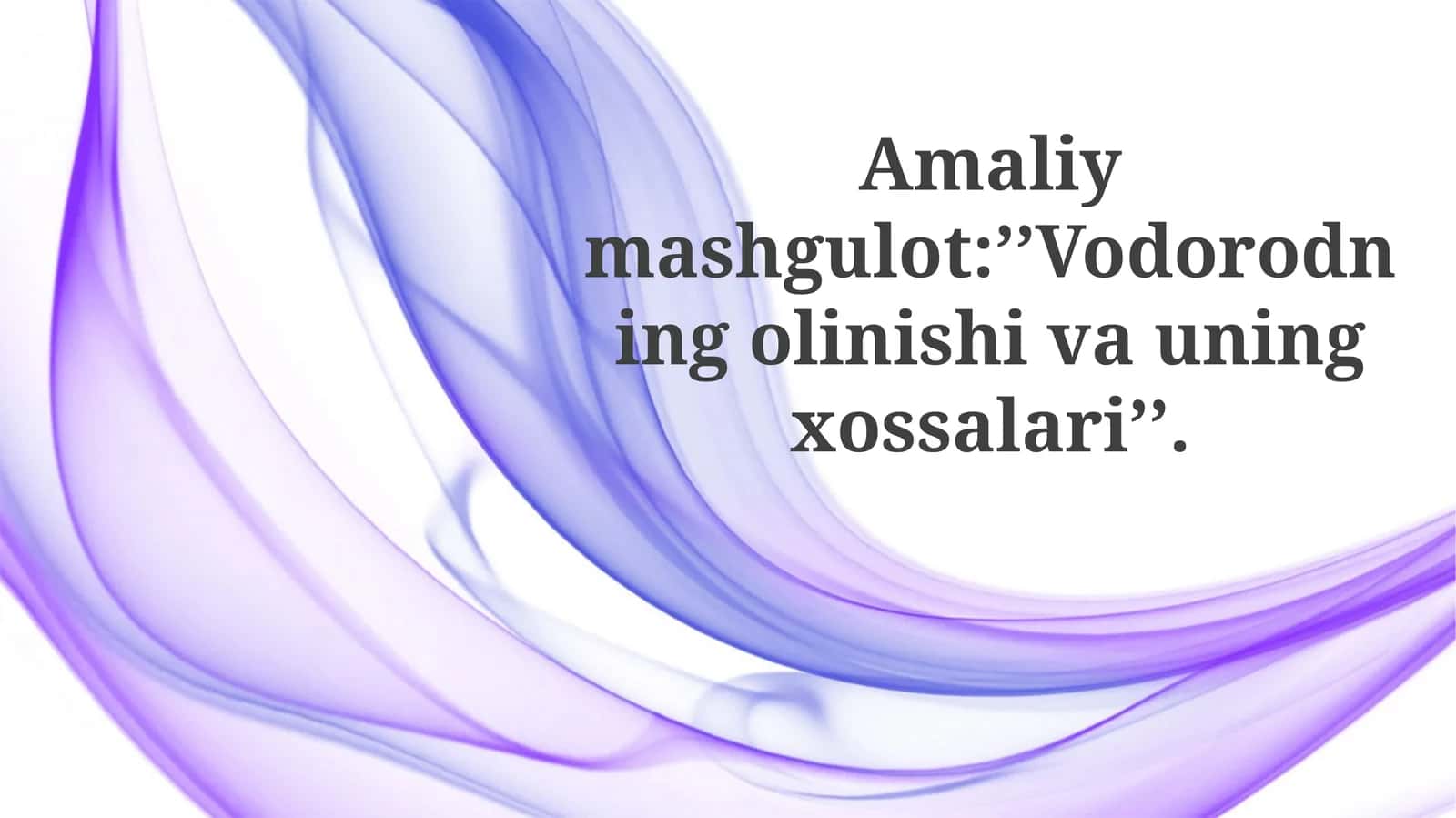 Vodorodning olish usullari