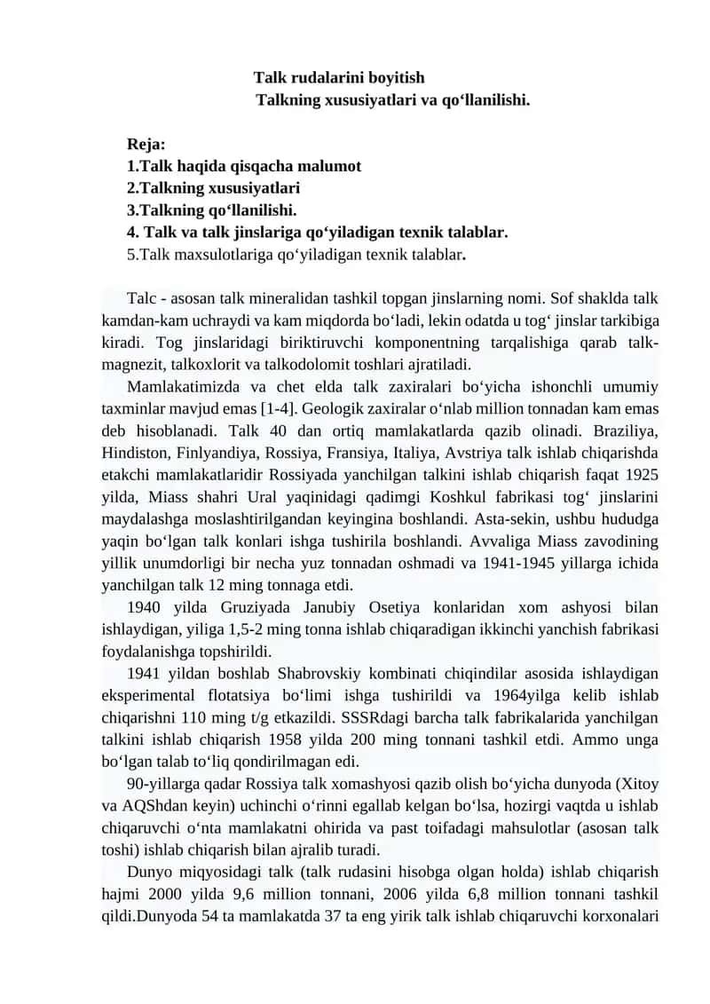 Talk rudalarini boyitish