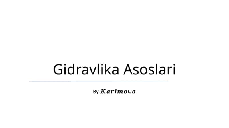 Gidravlika Asoslari