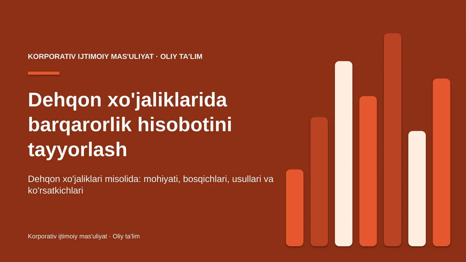 Dehqon xo'jaliklarida barqarorlik hisobotini tayyorlash