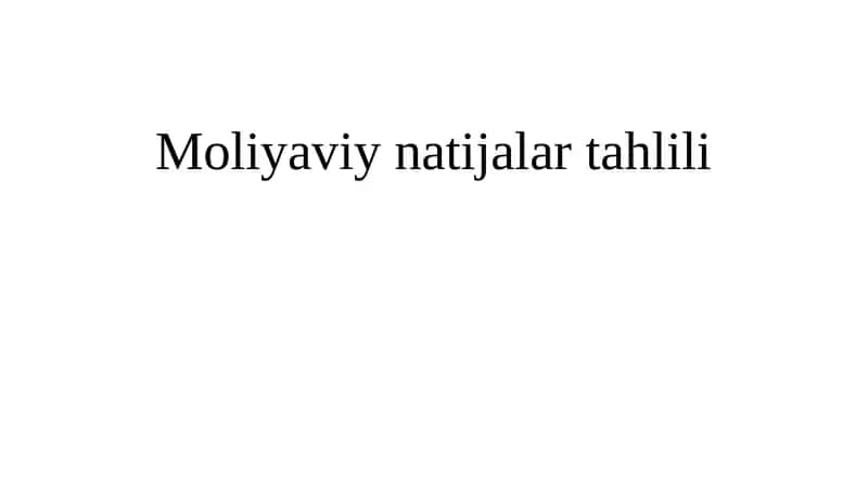 Moliyaviy natijalar tahlili