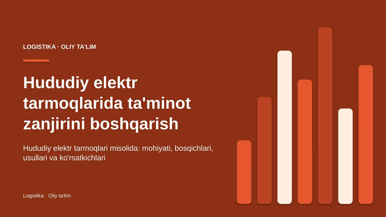 Hududiy elektr tarmoqlarida ta'minot zanjirini boshqarish