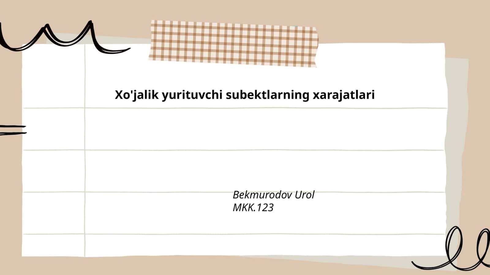 Xo'jalik yurituvchi subektlarning xarajatlari