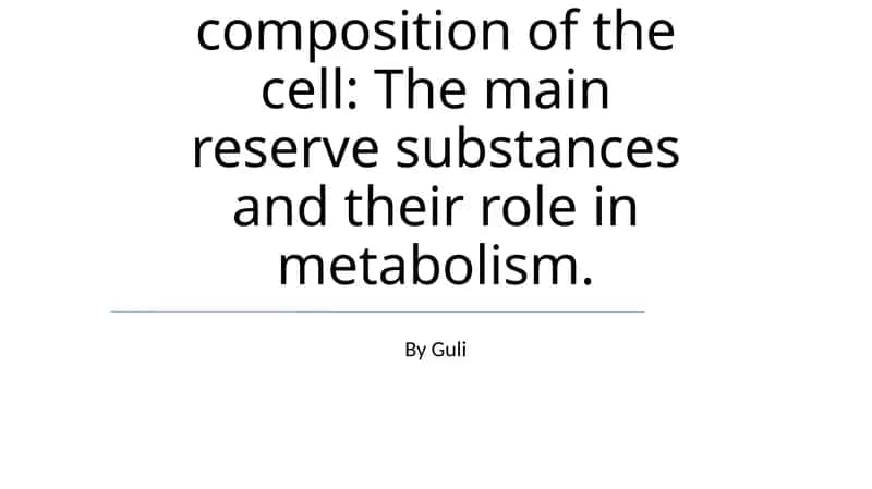Chemical composition of the cell