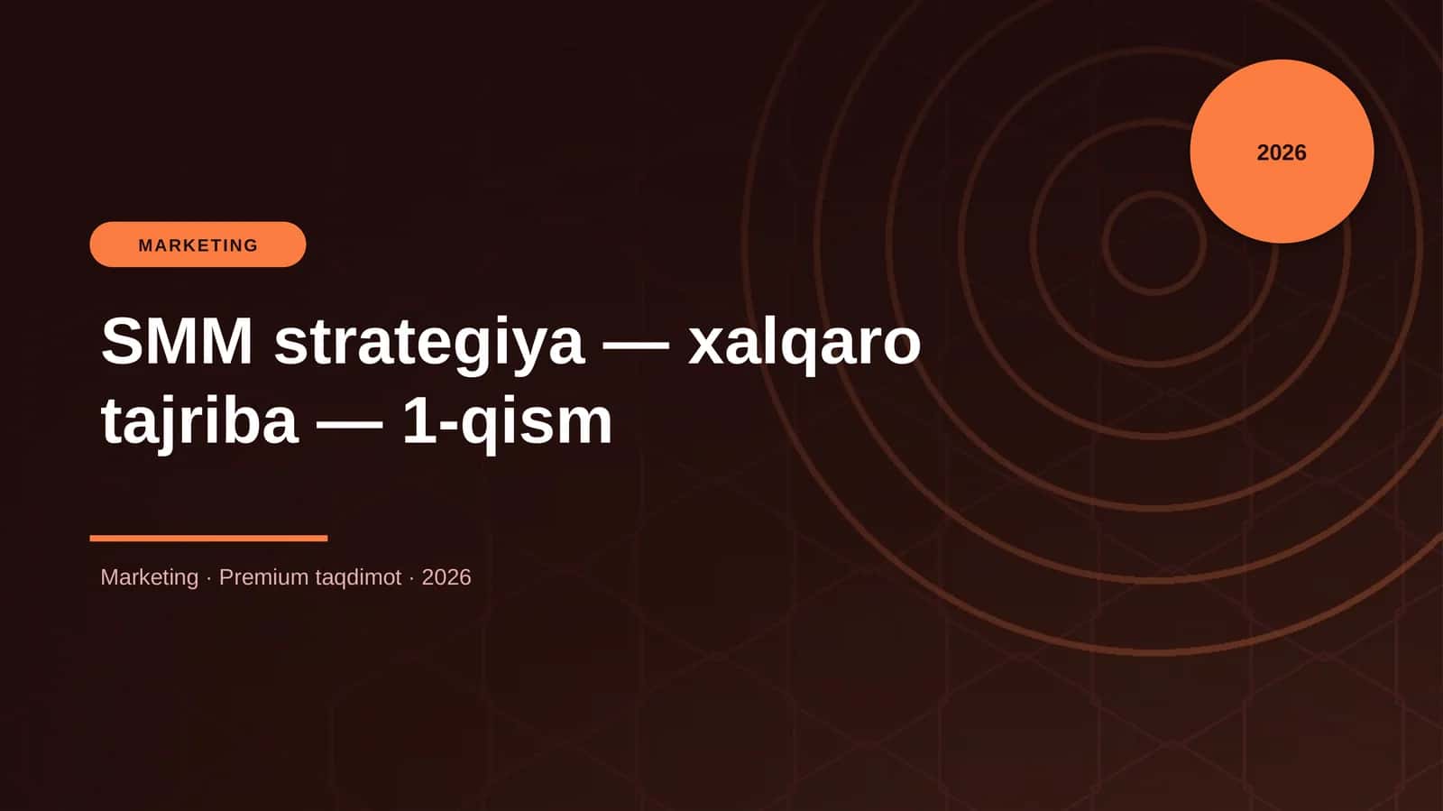 SMM strategiya — xalqaro tajriba — 1-qism