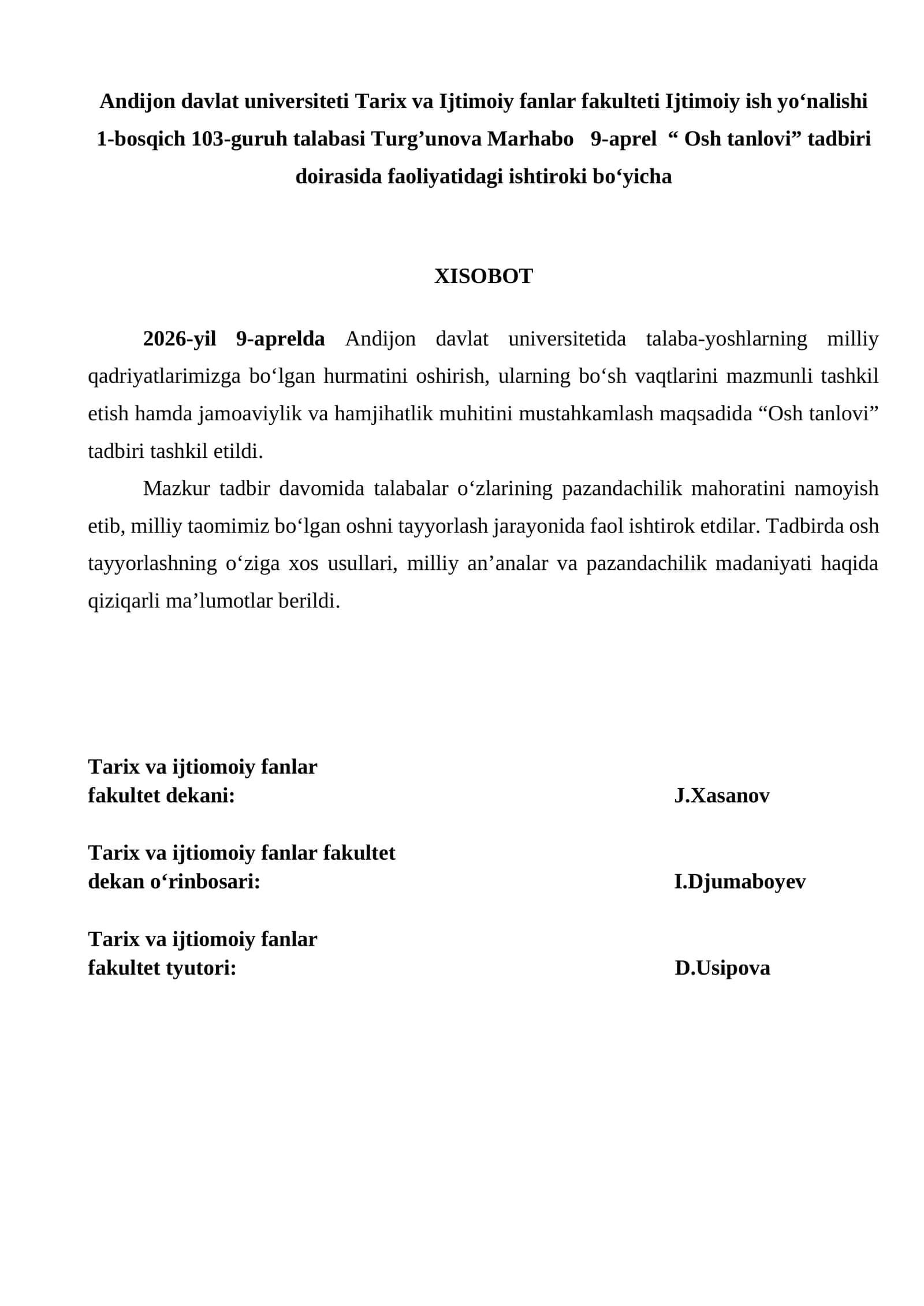 Osh tanlovi tadbiri