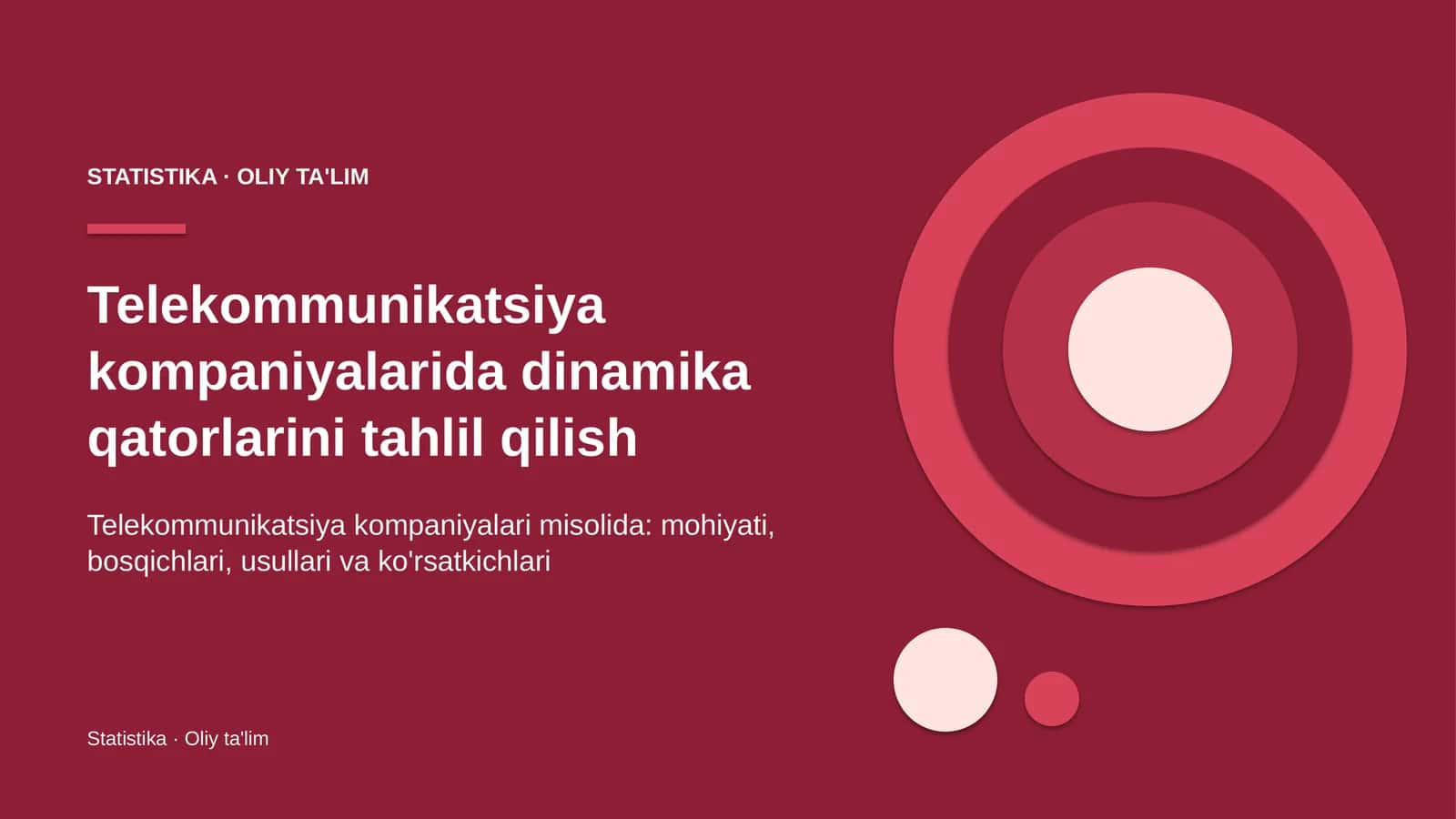 Telekommunikatsiya kompaniyalarida dinamika qatorlarini tahlil qilish