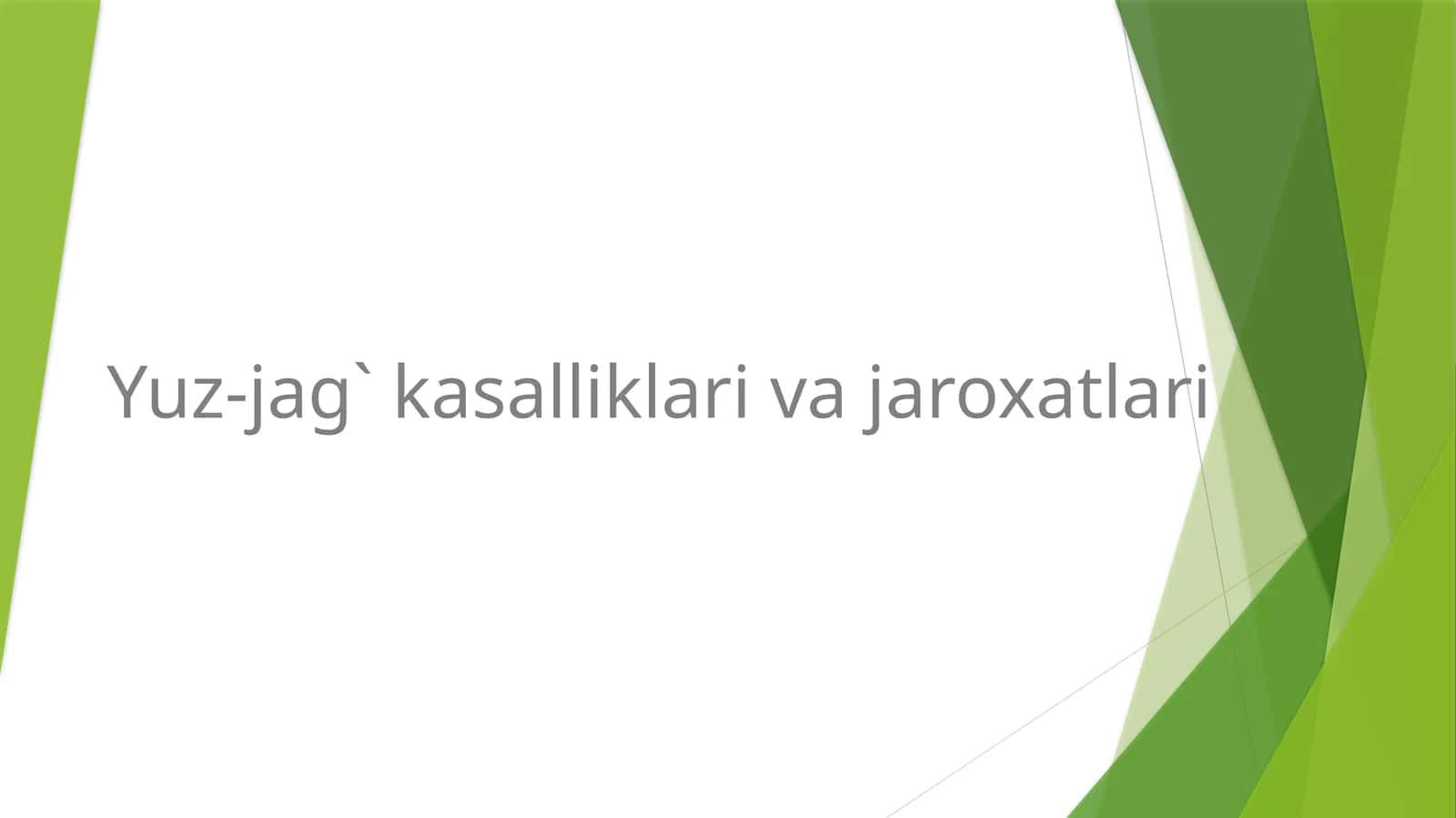 Yuz-jag` kasalliklari va jaroxatlari